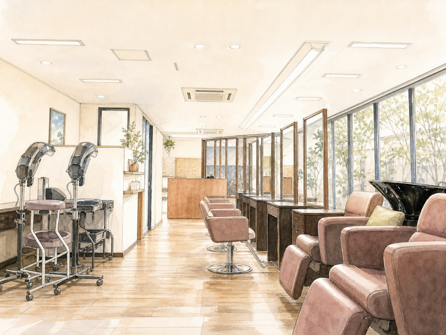 Salon de Lienの明るく清潔な美容室内観